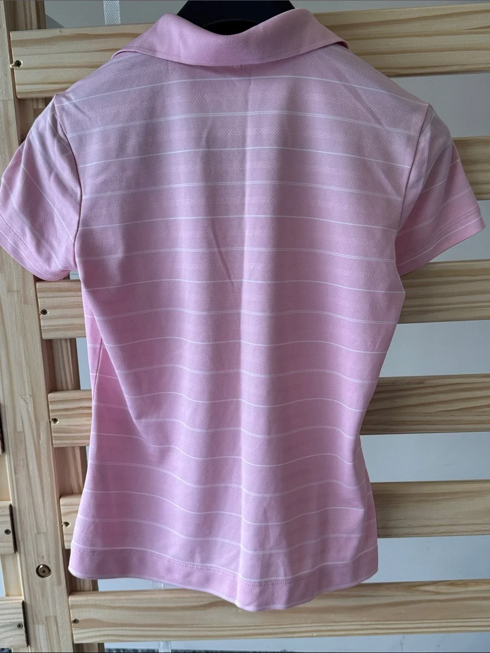 Nike Golf Pink Striped Short Sleeve Polo Tee